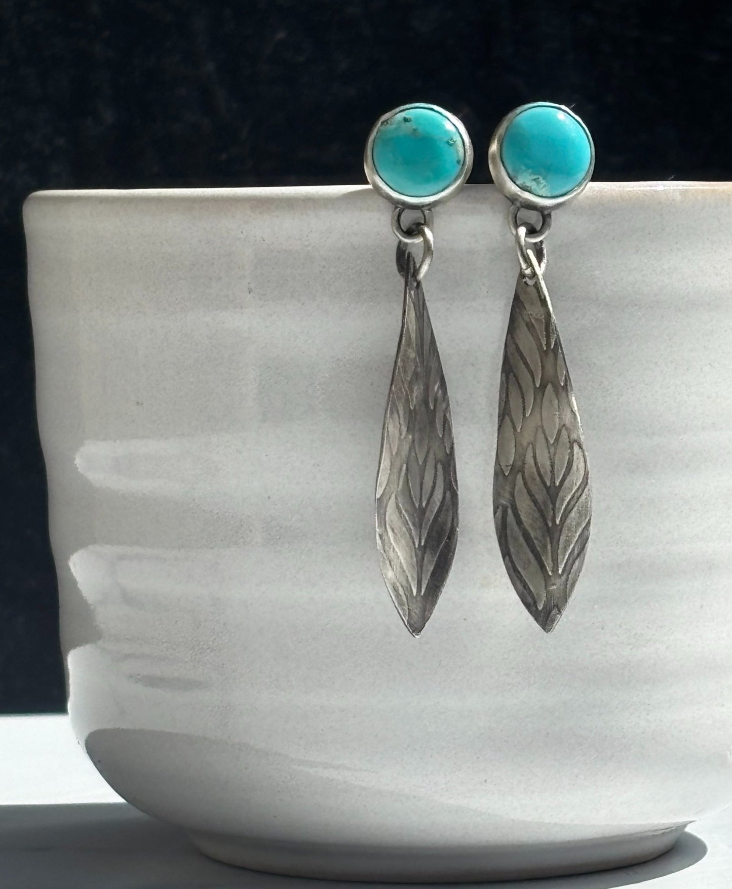 Campitos Turquoise Leaf Drop Earrings - Arete Adorned