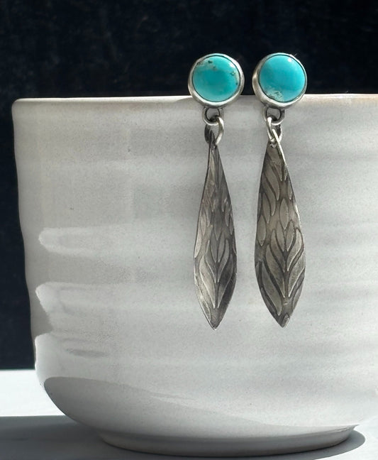 Campitos Turquoise Leaf Drop Earrings - Arete Adorned