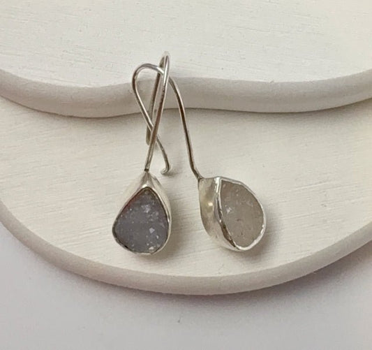 Druzy Quartz Teardrop Earrings - Arete Adorned