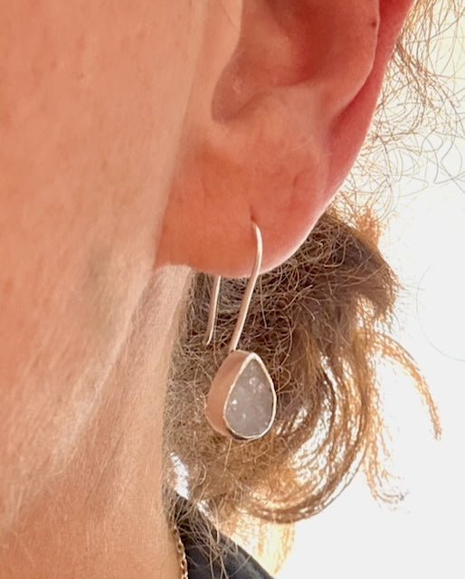 Druzy Quartz Teardrop Earrings - Arete Adorned