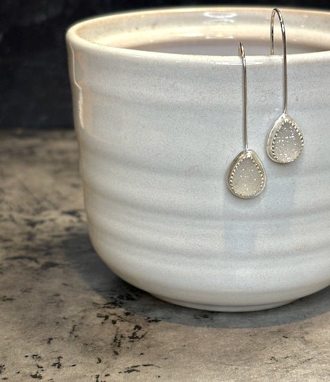 Druzy Quartz Teardrop Earrings - Arete Adorned