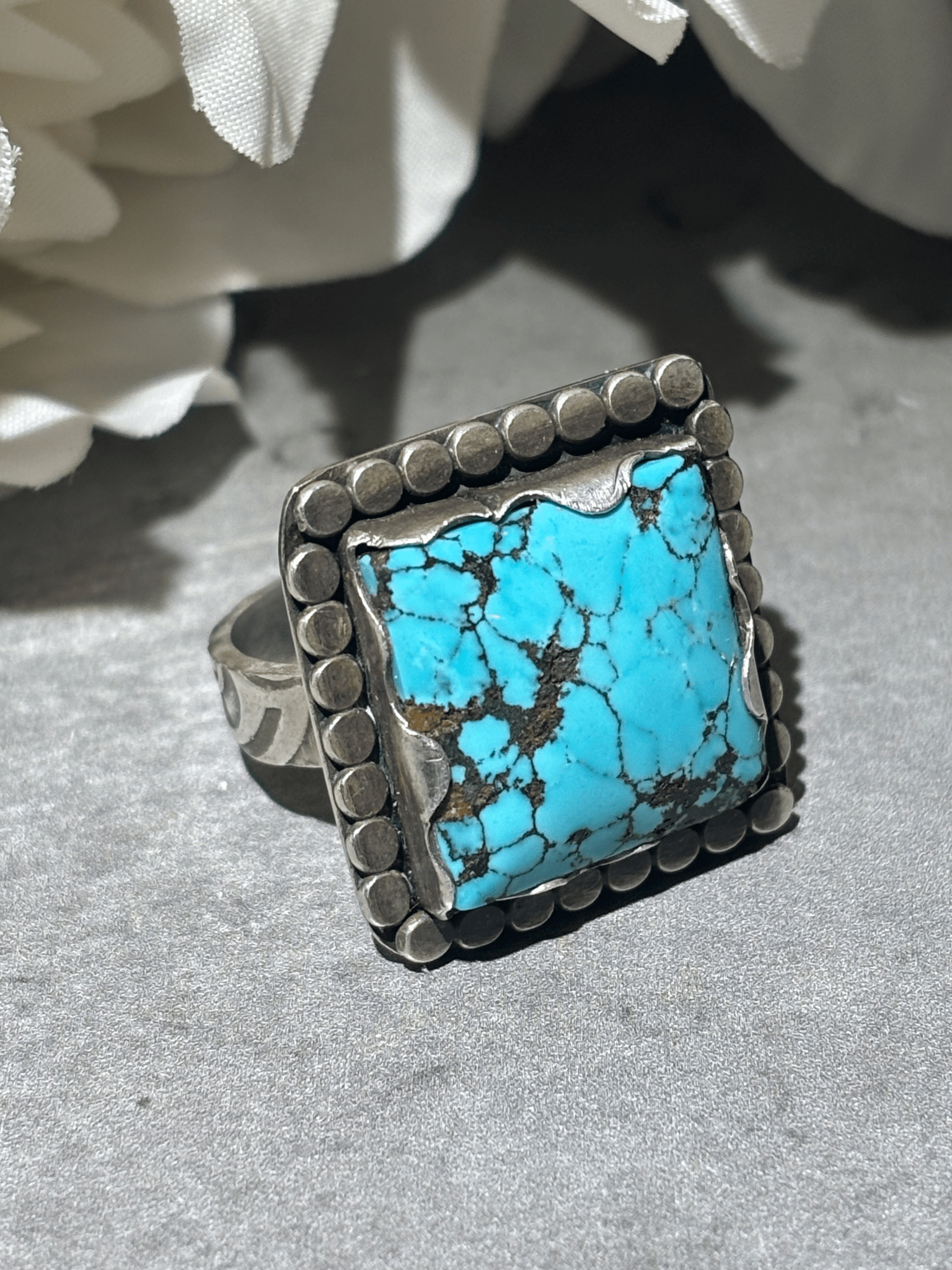 Square Kingman Turquoise Ring - Arete Adorned