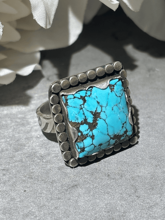 Square Kingman Turquoise Ring - Arete Adorned
