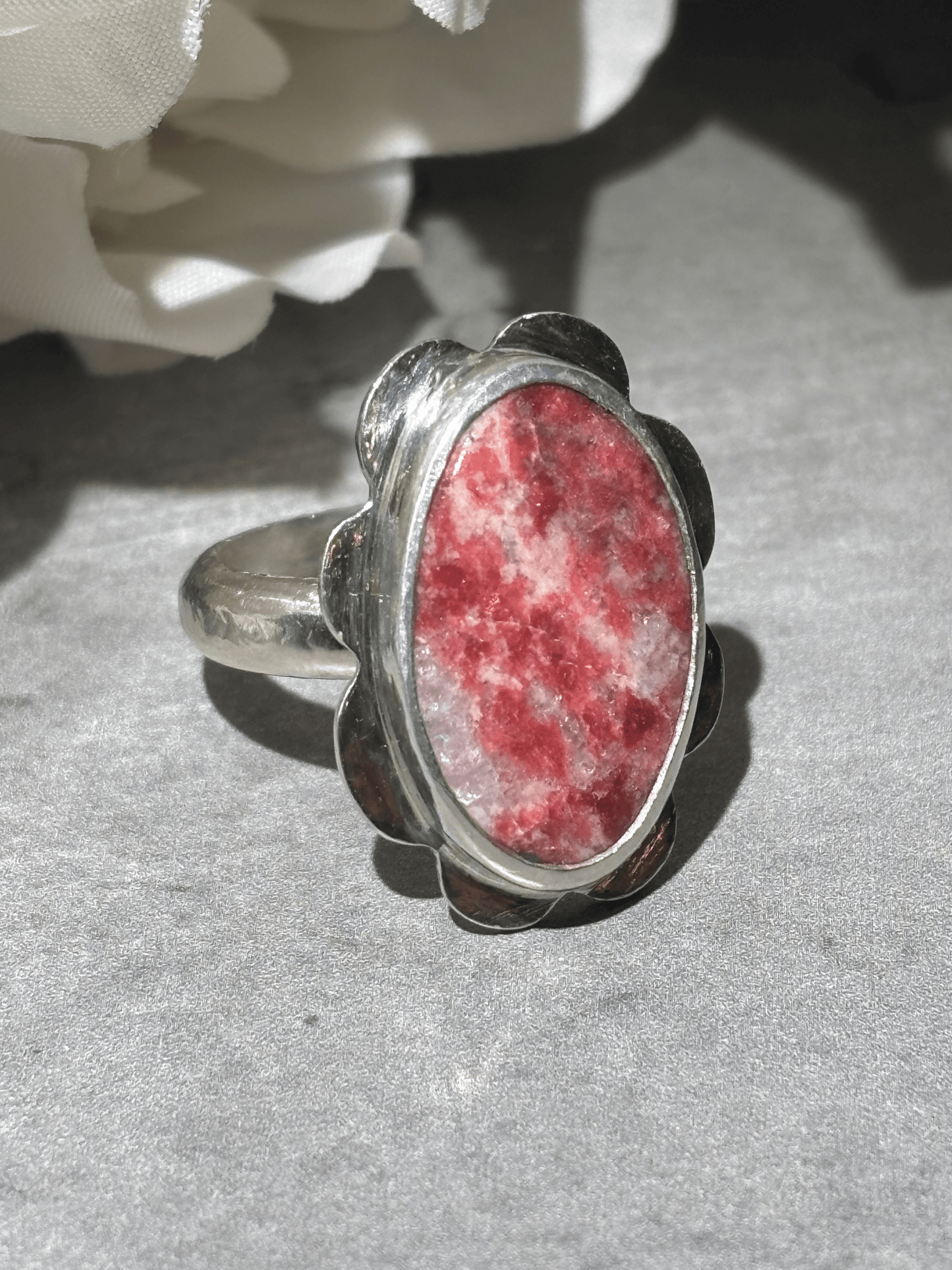 Thulite Flower Ring - Arete Adorned